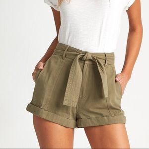 Army Green Tie Shorts